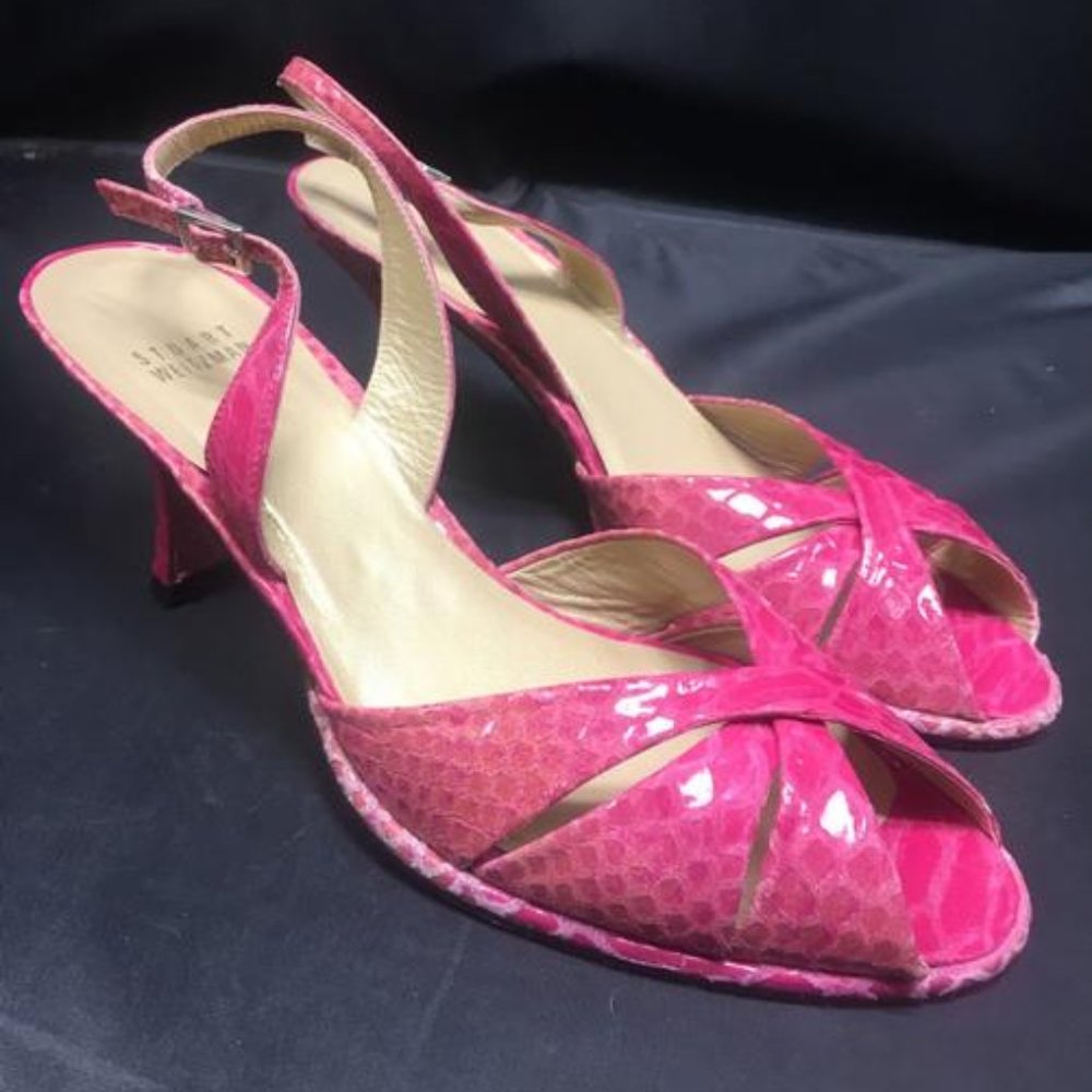 Stuart Weitzman Pink Slingback Peep Toe Sandals